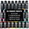 Permanent Fabric Paint for Clothes 24 Colors Bulk Kit for Upholstery Outdoor Cushions Shoe Paint Decorating Medium Acrylic Set Metallic Gold, White, Red, Yellow, Orange Pink